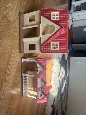 Classic Pink Dollhouse Playset Roof and Facade